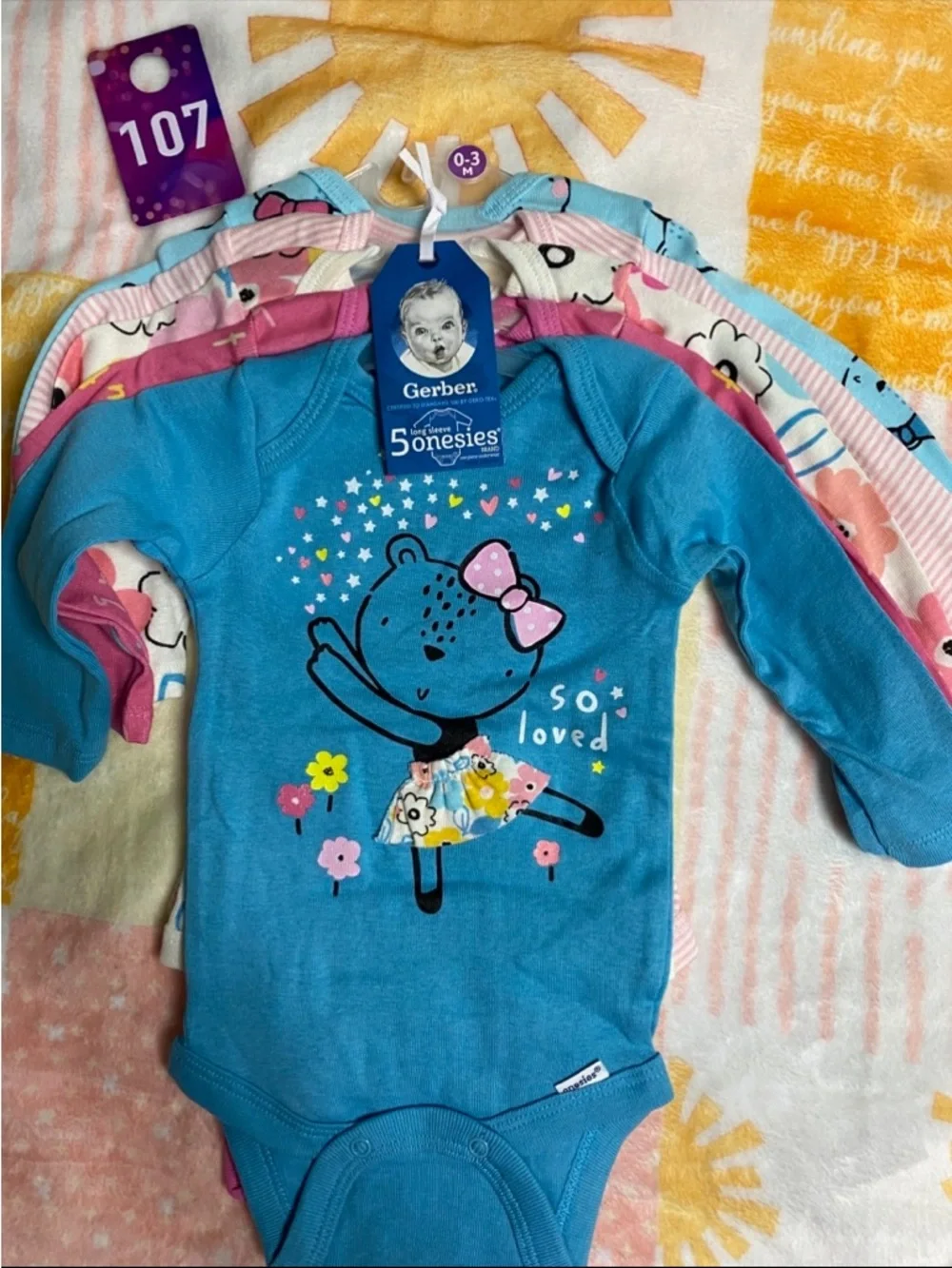 Gerber Baby Girl 5-Pack Long Sleeve Onesies bodysuits, 0-3mths - Picture 13 of 13